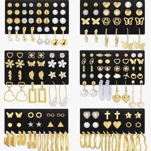 84 Pairs Gold Stud Earrings Set for Women Multipack